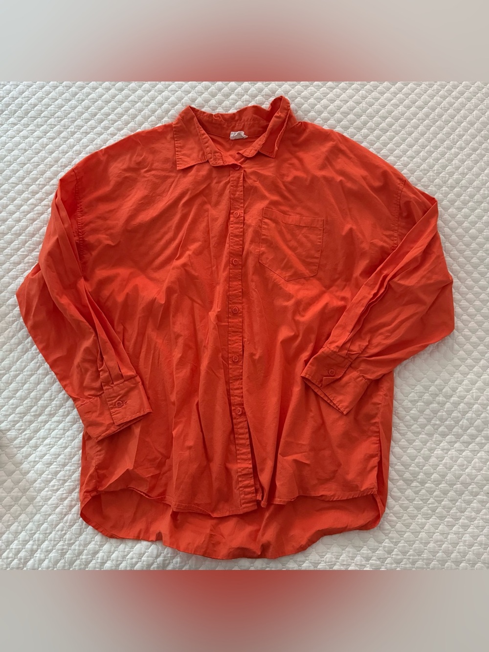 Cotton On - Women’s Oversized Long-Sleeve Button-Down Shirt in Bright Orange
